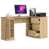 AKORD B20 Kotna Pisalna Miza, 3 Predali, Desna Izvedba, Hrast Artisan, (5000333014) | Shoptok.si