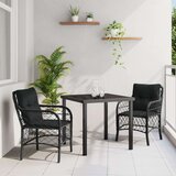 vidaXL 3-dijelni vrtni set za objedovanje sa jastučićima Crni Poli Ratan | shoptok.hr