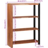 vidaXL Knjižna omara Rjava, Črna 80 x 30 x 110 cm Masiven les akacije | Shoptok.si