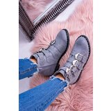 Boto Lu Boo Dark Grey Virginia Rock Star Boots Rivet Buckles Suede | ePonuda.com