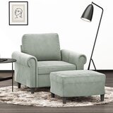  Fotelja s tabureom svjetlosiva 60 cm baršunasta | Eponuda.com