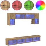 TV stenske enote z LED 6 pcs Umetni hrast Konstruiran les, (5000132507) | Shoptok.si
