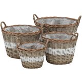  Visoko cvetlično korito 4 kosi pleteno s PE podlogo | Shoptok.si