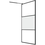 Pregrada za tuš s policom crna 115x195 cm staklo ESG i aluminij | shoptok.hr