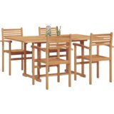 vidaXL Komplet za jedilnico v vrtu 5 pcs Rjava Trden tikov les | Shoptok.si