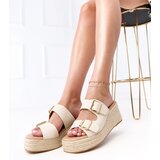  Beige platform espadrille slides Arhana | Shoptok.si