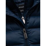 Ombre Men's lightweight jacket of combined materials with hood and decorative quilting - black | Shoptok.si