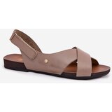 Zazoo Leather Velcro Sandals Dark Beige 40141 | ePonuda.com