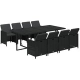  9-dijelni vrtni blagovaonski set s jastucima crni od poliratana Crna Dužina stola 219 cm | Shoptok.si