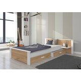 ADRK Mladinska postelja ALDEX SHELF z dvema predaloma 200x90 cm - BELA-ZLATI HRAST | Shoptok.si