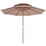  Dvojni senčnik z lesenim drogom 270 cm taupe barve, (20729454) | Shoptok.si