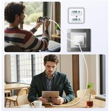 Swissten iPEAX punjač za AC220 GaN 20W (USB-C + USB-A) BIJELI | shoptok.hr