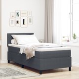 vidaXL Postelja s škatlastim vzmetnjakom z vzmetnico & LED Temno siva 80x200 cm Žametna tkanina u