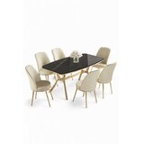 Hanah home Set trpezarijskog stola i stolica (7 delova) Lena Black Marble Gold Cream | Eponuda.com