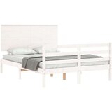  Kreveta s uzglavljem bijeli 140 x 190 cm od masivnog drva | shoptok.hr