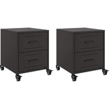 Maison Chic Dvo delni komplet Nočne omarice - Nočne mize črna 36x39x43,5 cm jeklo, (21688581) Cene