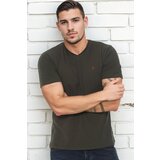 Dewberry T8568 V-NECK MEN'S T-SHIRT-DARK KHAKI Cene