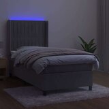  Box spring postelja z vzmetnico LED svetlo siva 90x190cm žamet, (20791356) | Shoptok.si