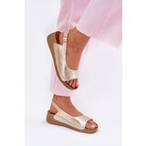 Maciejka Women's leather wedge sandals L7069 Gold | Shoptok.si