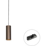 QAZQA Professional Design hanglamp donkerbrons incl. rail adapter 1-fase - Iconic Tubo | Shoptok.si