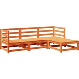  The Living Store Vrtna sedežna garnitura 4-delna voščeno rjava trdna borovina - Vrtna Sedežna Garnitura, (21446310) | Shoptok.si