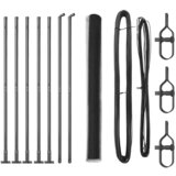 vidaXL Šesterokotna ograja siva 1,6 x 10 m jeklo, Ograjni stebri s podnožjem 7 kos Ø32mm 88,5cm pocinkano jeklo | Shoptok.si
