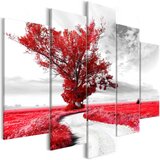  Slika - Tree near the Road (5 Parts) Red 100x50 Cijene