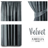 Restilo Siva žametna zavesa AmeliaHome Velvety, 245 x 140 cm | Shoptok.si