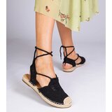 Gemre Black flat heel espadrille sandals Relis | ePonuda.com