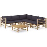  Sedežna garnitura s temno sivimi blazinami 6-delna bambus | Shoptok.si