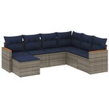 vidaXL Vrtni set od 7 dijelova s jastucima sivi poliratan - Siva i plava Bez stola 1 | shoptok.hr