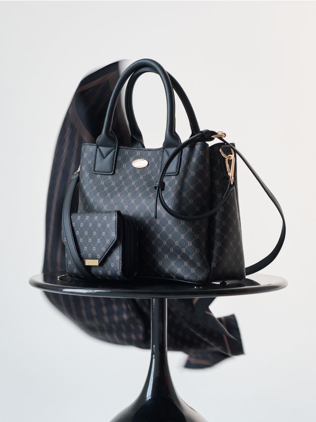 Torba tote od imitacije kože s monogramom