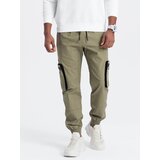 Ombre Men's JOGGER pants with zippered cargo pockets - light olive | Shoptok.si