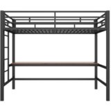 Lumor Postelja Mezzanine 90x200 cm - z varnostnimi ograjami - z lestvijo - miza z USB in vtičnicami - kovina - črna, (22156070) Cene