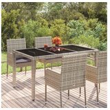  Vrtni stol sa staklenom pločom sivi 150x90x75 cm od poliratana | shoptok.hr