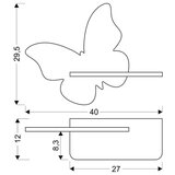  LED dečije zidno svetlo sa policom BUTTERFLY LED/5W/230V žuto/drvo | Eponuda.com