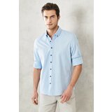 AC&Co / Altınyıldız Classics Men's Light Blue Slim Fit Slim Fit 100% Cotton Dobby Buttoned Collar Casual Shirt. Cene