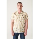 Avva Men's Yellow Printed Short Sleeve Cotton Shirt cene