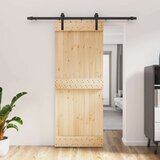  Klizna vrata Prirodna i crna 80 x 210 cm Čvrsta borovina Cijene