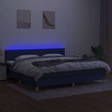  Box spring postelja z vzmetnico LED modra 200x200 cm blago | Shoptok.si