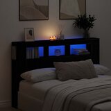  LED glava kreveta s policom Crni hrast 160 x 18,5 x 103,5 cm | shoptok.hr