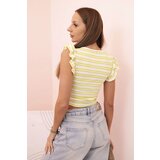 Kesi Women's ribbed blouse with gathering and ruffle green | Shoptok.si