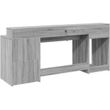  Radni stol s LED svjetlima siva boja hrasta 200x55x91 cm drveni | Shoptok.si