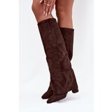 Boto Insulated Women's Boots with Turned Cuff on Heel Eco Suede Chocolate Elivira | shoptok.hr
