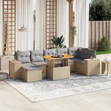 Maison Chic Seti vrtnega pohištva - Vrtna garnitura - Vrtni pohištvo set 8-delna z blazinami bež poli ratan, (21798836) | Shoptok.si