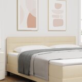  LED vzglavnik z linijskim dizajnom Krem 90 cm Tkanina, (22083790) | Shoptok.si