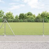 vidaXL verižna ograja z 13 ogrodnimi stebri 0.8x25 m galvanizirano jeklo | Shoptok.si