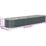 vidaXL Visoka greda 320x80x44 cm pocinkano jeklo siva | Shoptok.si