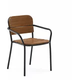 Kave Home Crna/smeđa vrtna stolica od masivnog drveta/metalna Algueret –