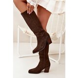 Zazoo Suede Knee High Boots With Zip Chocolate Lissara | shoptok.hr